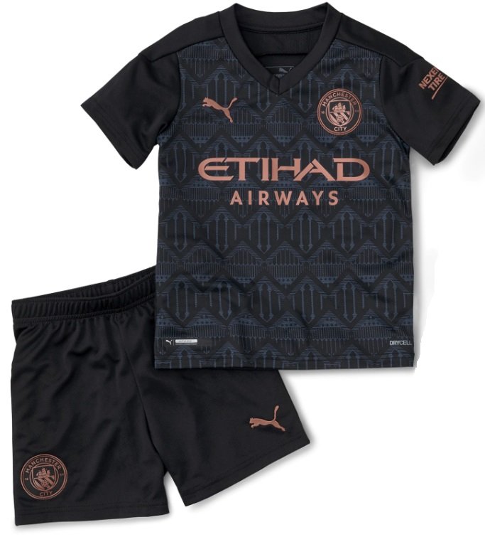 Kit infantil oficial Puma Manchester City 2020 2021 II jogador